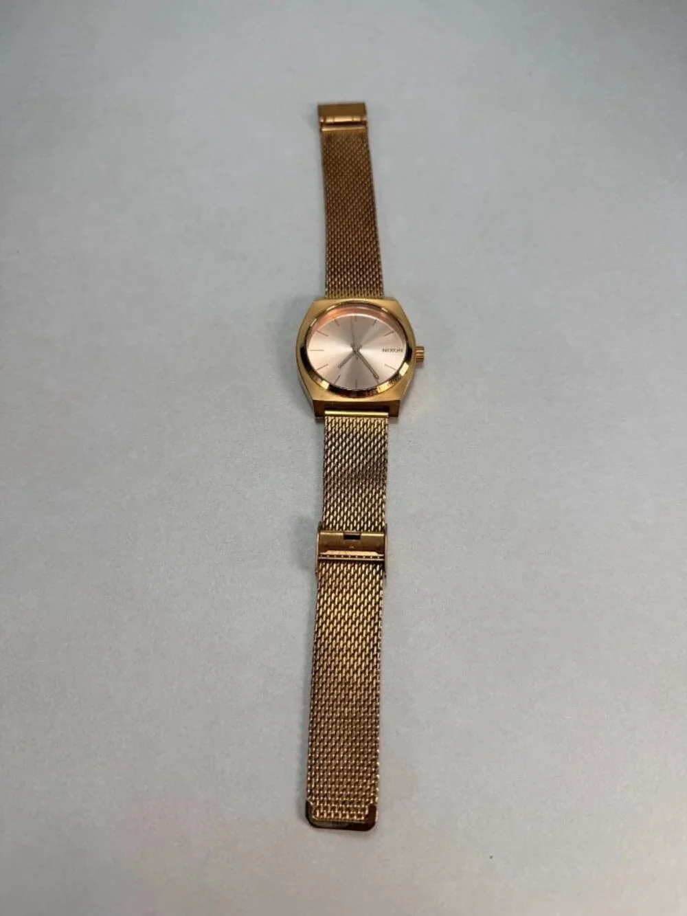 Nixon Time Teller Rose Gold Mesh Watch Minimalist Japan Movement Ladies Watch